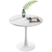 Rent to own Sanspredet 32" Dining Table Mid-Century Modern Round Dining Table Coffee Table with Round Top and Pedestal Base in White