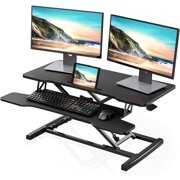 Rent to own FITUEYES Height Adjustable Standing Desk 36 Wide Sit to Stand Converter Stand Up Desk Tabletop Workstation for Dual Monitor Riser SD309101WB