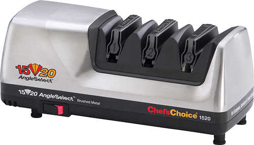 Chef'sChoice - 1520 AngleSelect DiamondHone Electric Knife Sharpener for 15 and 20-degree Knives 100% Diamond Abrasives - Gray
