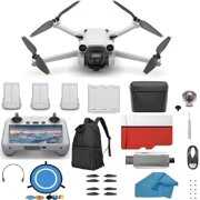 DJI Mini 3 Pro (DJI RC) - & Fly More Kit Plus Lightweight and Foldable 34-min Flight Time Camera Drone Bundle with Built in Monitor, with 128 GB SD, 3.0 USB Card Reader, Landing Pad, Backpack and More