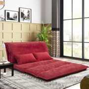 Rent to own Frifoho Foldable Floor Red Futon Sofa Bed Casual for Living Room