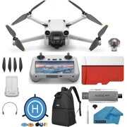 DJI Mini 3 Pro (DJI RC) - Lightweight and Foldable 34-min Flight Time Camera Drone Bundle with Built in Monitor, with 128 GB SD Card, 3.0 USB Card Reader, Landing Pad, Waterproof Backpack and More