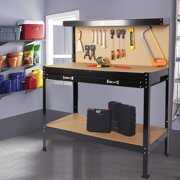 Rent to own Work Benches for Garage Shop, Garden Work Benches Work Station Tools Table with Peg Board and Drawers, Black