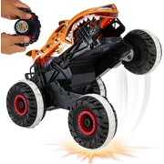 Rent to own Hot Wheels Monster Trucks, Remote Control Car, Monster Truck Toy with All-Terrain Wheels, 1:15 Scale Unstoppable Tiger Shark RC