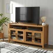 Rent to own Better Homes & Gardens Reading Refined Farmhouse TV Stand for TVs up to 65", Light Honey Finish