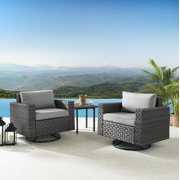 Rent to own Art Leon 3 Piece Swivel Patio Chair Outdoor Arm Chair Garden Rocking Chair Gray