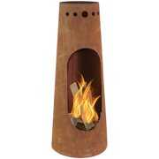 Rent to own Sunnydaze Outdoor Backyard Patio Steel Santa Fe Wood-Burning Fire Pit Chiminea with Wood Grate - 50" - Rustic Finish