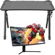 Rent to own Deco Gear 47" LED Gaming Desk, Carbon Fiber Surface with 34" Curved Gaming Monitor Bundle