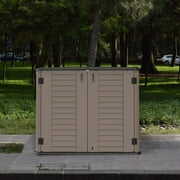 Rent to own WELLFOR Outdoor 4 ft. 2 in. W x 2 ft. 5 in. D Horizontal Storage Shed Coffee
