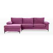 Rent to own Modern Large Velvet Fabric Sectional Sofa  L-Shape Couch with Extra Wide Chaise Lounge and Black Legs  Purple