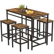 Rent to own Arlopu 5-Piece Bar Table Set, Compact Kitchen Dining Table with 4 Stools for Restaurant, Dining Room, Small Space