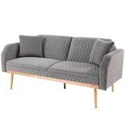 Rent to own Accent Sofa Loveseat Sofa, Modern Velvet Fabric Couch with Metal Legs Convertible Futon Sofa Bed,Recliner Couch Accent Sofa Loveseat Sofa for Living Room, Bedroom, Gray