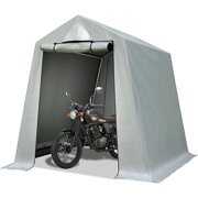 Rent to own FulnKye Outdoor Storage Shelter, 6x7 ft Outdoor Carport Shed Motorcycle Tent with 2 Roll-up Zipper Doors and Vents, Portable UV Resistant and Waterproof Storage Shed for Bike, Firewood, Silver Grey