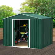 Rent to own YITAHOME 6x8 FT Outdoor Storage Shed, Large Metal Tool Sheds, Heavy Duty Storage House with Sliding Doors & Air Vent for Backyard Patio Lawn to Store Bikes, Tools, Lawnmowers, Green