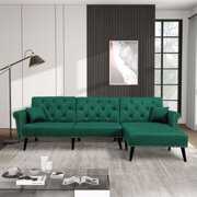 Rent to own BSHTI Sectional Sofa Couch,Velvet Convertible Sleeper Futon bed with Reversible Chaise for Living Room