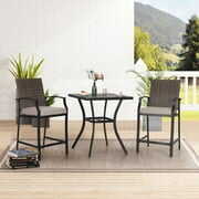 Rent to own Sophia & William 3 Pcs Patio Outdoor Wicker Rattan Bistro Set Bar Table Stool Furniture Set