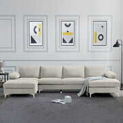 Rent to own Aukfa Sectional Sofa with Chaise - Modern Sofa L- U Shape Couch for Living Room - Light Gray