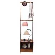 Rent to own OUKANING 3-in-1 Entryway Coat Rack 2-Tier Hall Tree Bedside Table Closet Garment Coat Clothes Hanger Stand