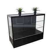 Rent to own FixtureDisplays Black Aluminum Showcase Full Vision 48 Inch Frame Shelf Retail Store Display Cabinet 10111