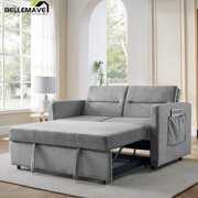 Rent to own Bellemave Loveseat Sofa Bed with Pull-Out Bed, 2-in-1 Sleeper Sofa Bed with Adjustable Back and Two Arm Pockets, Convertible Sofa Bed for Living Room Bedroom Office Small Space(Gray)