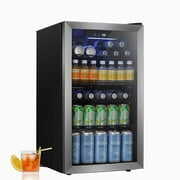 Rent to own KISSAIR 3.2Cu.ft Beverage Refrigerator Cooler, 120 Can Mini Fridge with Glass Door for Soda Beer or Wine, With Adjustable Removable Shelves, Bar/Office/Home