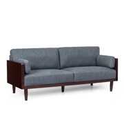 Rent to own Noble House Forgey Upholstered 3 Seater Sofa, Charcoal, Dark Walnut
