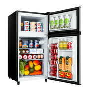 Rent to own WANAI Two Door Mini Fridge with Freezer, 3.5 Cu ft Small Freezer ,Silvery, E-Star