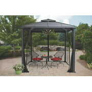 Rent to own Better Homes & Gardens Sullivan Ridge 8' x 8' Steel Hard Top Gazebo with Netting, Black