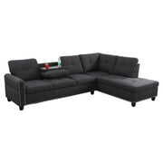 Rent to own Star Home Living Corp Victor Linen Fabric Sectional Sofa in Black/Gray