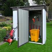 Rent to own Meterk Metal garden sheds 5ftx3ft outdoor storage sheds White+Black