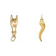 Rent to own 14k Yellow Gold Italian Horn & Good Luck Hand/Sign Language Charms