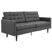 Rent to own HOMCOM Linen Fabric Convertible Sofa Bed with Button Tufted Back Design, Grey