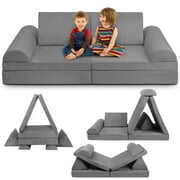 Rent to own Tolead Play Couch for Kids Imaginative Furniture,6 pcs Kids Couch, Modular Sectional Sofa, Playhouse Play Set for Toddlers Babies, Girls and Boys Playroom Floor Sofa, Large, Gray