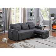 Rent to own Zoey Dark Gray Linen Convertible Sleeper Sofa with Side ...
