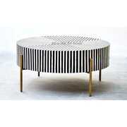 Rent to own Stripe Bone Inlay coffee table black, bone inlay center table, bone inlay table,round coffee table, conversation table black