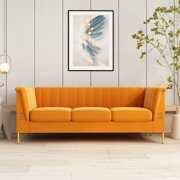 Rent to own Modern Tufted Velvet Sofa with Scroll Arm and Back, Living Room 3-Seater Sofa Couch, Orange