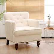 Rent to own Tufted Accent Chair Living Room Armchairs Sherpa Modern Club Chair ,Lvory white