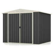 Rent to own Patiowell Thickness Upgrade 8 x 7 ft. Outdoor Storage Metal Shed, Steel Garden Shed with Sloping Roof and Dual Lockable Door in Gray