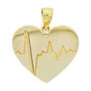 Rent to own Charm America - Gold Heart Beat Charm - 14 Karat Solid Gold