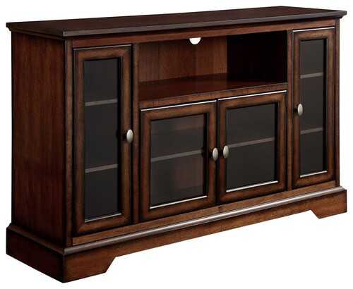 Rent to own Walker Edison - Tall Sound Bar TV Stand for Most Flat-Panel TV's up to 60" - Rustic Brown