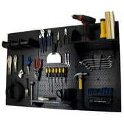 Rent to own Wall Control 4ft Metal Pegboard Standard Tool Storage Kit - Black Toolboard with Black Hooks and Accessories