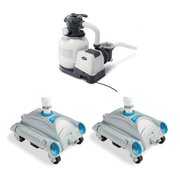 Rent to own Intex Pool Sand Filter Pump w/ Auto Timer and Auto Pool Pressure Vacuum (2 Pack)
