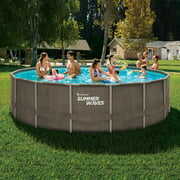 Rent to own Summer Waves 16 ft Dark Double Rattan Elite Frame Pool, Round, Ages 6+, Unisex