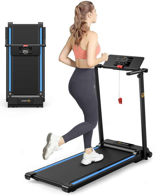 Rent to own UREVO Folding Treadmill, 2.25HP Mini Treadmills for Home Office with 12 HIIT Modes, 265 lbs Capacity