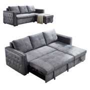 Rent to own Anysun Reversible Sectional Sleeper Sofa Bed,Multi-Function Pull Out Couch With Storage for Living Room Apartment,Gray