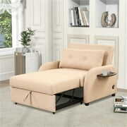 Rent to own 3 in 1 Sleeper Chair, Convertible Chair Bed Sleeper with 2 Wing Tables and USB Ports, Pull Out Sofa Bed with Adjustable and Wide Backrest for Home Office and Small Space