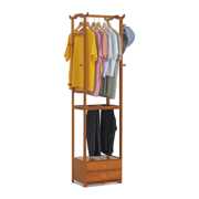 Rent to own MoNiBloom Bamboo 2 Tiers 2 Drawers Modern Coat Pants Rack, Clothes Storage Shelf Stand, Brown, for Bedroom
