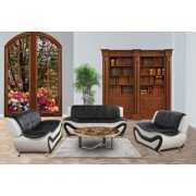 Rent to own 3 Piece Faux Leather Living Room Set, Black & White