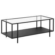 Rent to own Evelyn&Zoe Contemporary Glass Top Coffee Table with Metal Shelf, Bronze