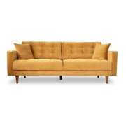 Rent to own Allora Mid Century Modern Tufted Back Microfiber Sofa in gold